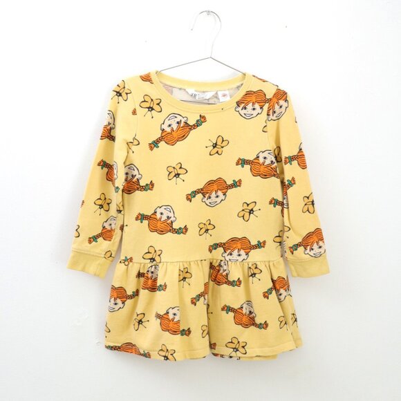 “PIPPI Longstocking” H&M Jersey Yellow Dress / 4-6Y (120) - Picture 1 of 7